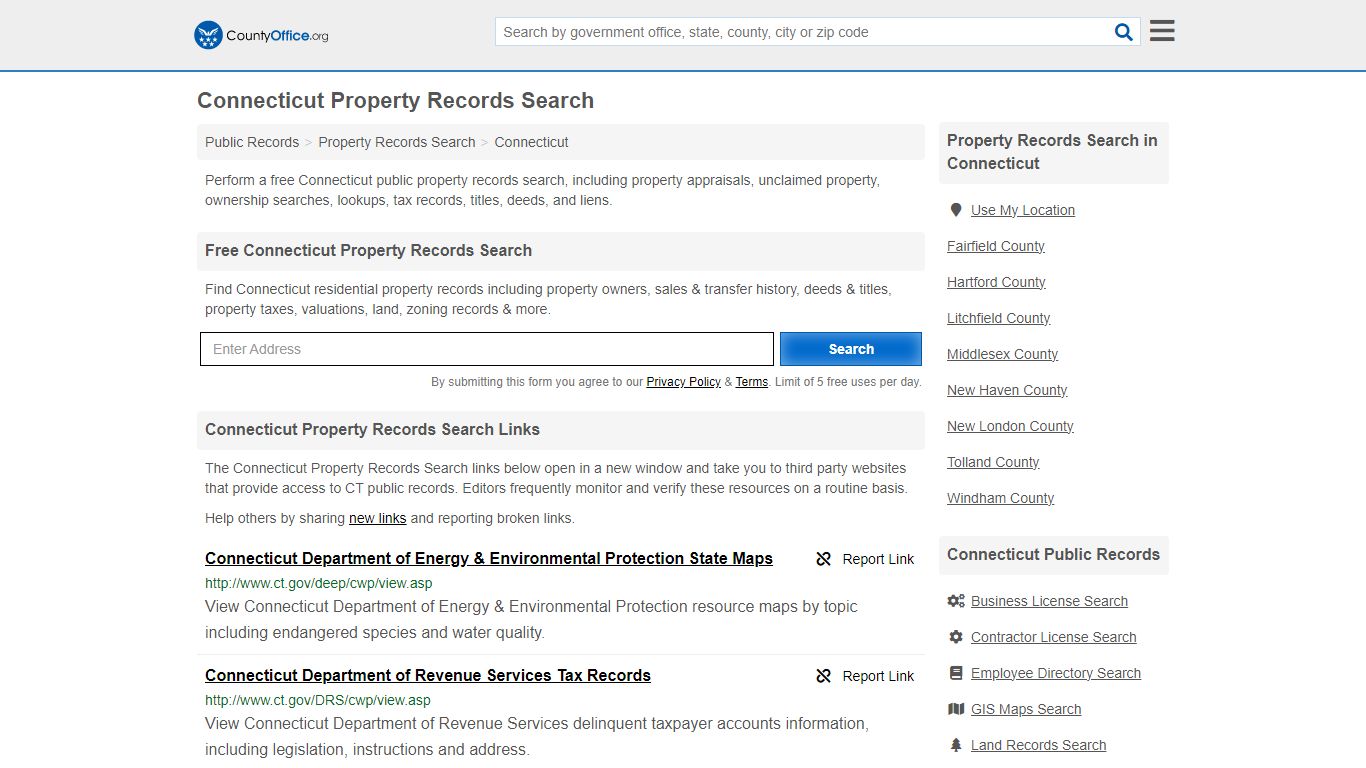 Connecticut Property Records Search - County Office